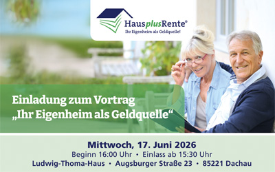 Einladung zum Vortrag "Ihr Eigenheim als Geldquelle"